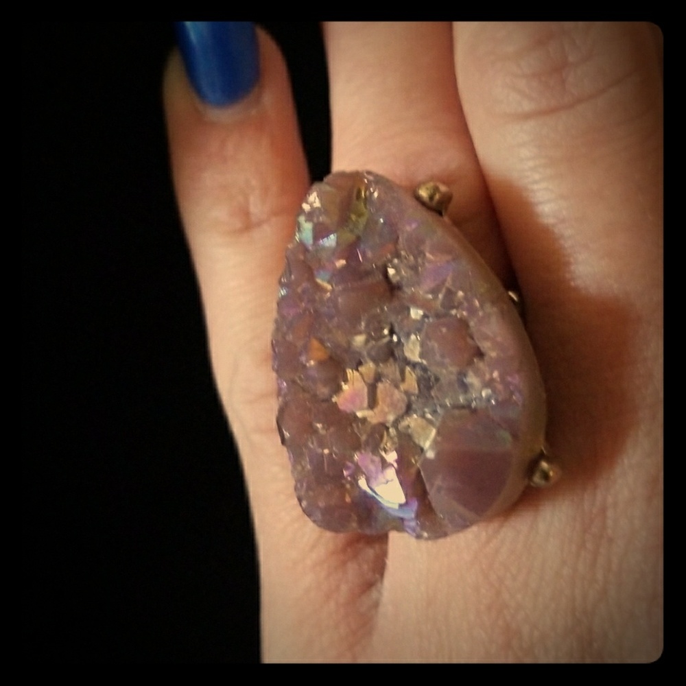 Purple druzy ring